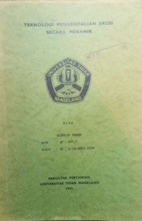 PAPER TEKNOLOGI PENGENDALIAN EROSI SECARA MEKANIK