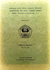 SKRIPSI PENGARUH DOSIS PUPUK ORGANIK TERHADAP PERTUMBUHAN DAN HASIL TANAMAN BAWANG MERAH (Allium ascalonium, L.)