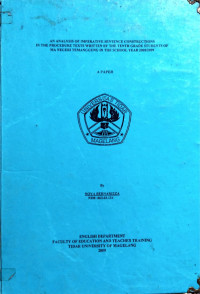 SKRIPSI AN ANALYSIS OF IMPERATIVE SENTENCE CONSTRUCTIONS IN THE PROCEDURE TEXTS WRITTEN BY THE TENTH GRADE STUDENTS OF MA NEGERI TEMANGGUNG IN THE SCHOOL YEAR 2008/2009