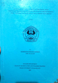 SKRIPSI AN ANALYSIS OF NOMINAL GROUPS IN THE REPORT TEXTS WRITTEN BY THE SECOND SEMESTER STUDENTS OF ENGLISH DEPARTMENT. TIDAR UNIVERSITY OF MAGELANG IN THE ACADEMIC YEAR 2008/2009