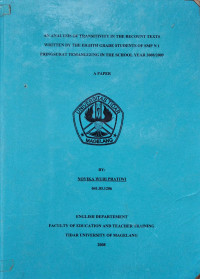 SKRIPSI AN ANALYSIS OF TRANITIVITY IN THE RECOUNT TEXTS WRITTEN BY THE EIGHTH GRADE STUDENTS OF SMP N 1 PRINGSURAT TEMANGGUNG IN THE SCHOOL YEAR 2008/2009