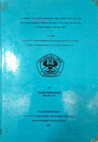 SKRIPSI AN ERROR ANALYSIS IN BUILDING THE PASSIVE VOICE OF THE ELEVENTH GRADE STUDENTS OF SMAN 1 SALAMAN, MAGELANG IN THE SCHOOL YEAR 2007/2008