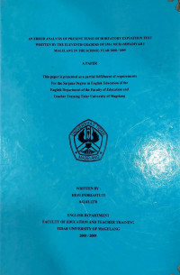 SKRIPSI AN ERROR ANALYSIS OF THE PRESENT TENSE IN THE HORTATORY EXPOSITION TEXTS WRITTEN BY THE ELEVENTH GRADERS OF SMA MUHAMMADIYAH 1 MAGELANG IN THE SCHOLL YEAR 2008/2009