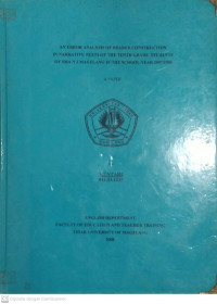 SKRIPSI AN ERROR ANALYSUS OF HEADED CONSTRUCTION IN NARRATIVE TEXT OF THE TENTH GRADE STUDENTS OF SMA N 2 MAGELANG IN THE SCHOOL YEAR 2007/2008