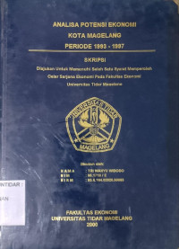 Image of SKRIPSI ANALISA POTENSI EKONOMI KOTA MAGELANG TAHUN 1993-1997