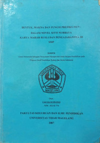 SKRIPSI BENTUK, MAKNA DAN FUNGSI PREFIKS DALAM NOVEL SITTI NURBAYA KARYA MARAH RUSLI DAN PENGAJARANNYA DI SMP