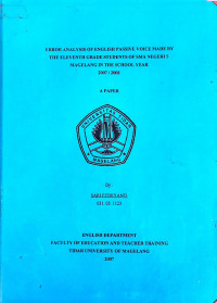 SKRIPSI ERROR ANALYSIS OF ENGLISH PASSIVE VOICE MADE BY THE ELEVENTH GRADE STUDENTS OF SMA NEGERI 5 MAGELANG IN THE SCHOOL YEAR 2007 / 2008