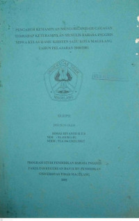 SKRIPSI KEEFEKTIFAN TEKNOK RESIPROKAL DALAM PENGAJARAN MEMBACA BAHASA INGGRIS SISWA KELAS VIII SMP DARUL HIKMAH KUTOARJO TAHUN AJARAN 2005/2006