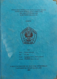 SKRIPSI KESALAHAN PEMAKAIAN BAHASA JAWA KRAMA OLEH MASYARAKAT DESA UMBULSARI KECAMATAN WINDUSARI KABUPATEN MAGELANG