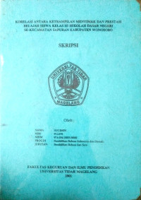 SKRIPSI KORELASI ANTARA KETRAMPILAN MENYIMAK DAN PRESTASI BELAJAR SISWA KELAS III SEKOLAH DASAR NEGERI SE-KECAMATAN SAPURAN KABUPATEN WONOSOBO