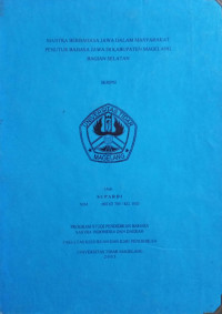 SKRIPSI MANTRA BERBAHASA JAWA DALAM MASYARAKAT PENUTUR BAHASA JAWA DI KABUPATEN MAGELANG BAGIAN SELATAN