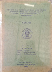 SKRIPSI PENGARUH CARA PEMBERIAN DAN DOSIS LEGIN TERHADAP PEMBENTUKAN BINTIL AKAR HASIL TANAMAN KACANG TANAH (Arachis hypogaea L.)