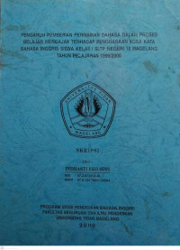 SKRIPSI PENGARUH PEMBERIAN PERMAINAN BAHASA DALAM PROSES BELAJAR MENGAJAR TERHADAP PENGUASAAN KOSA KATA BAHASA INGGRIS SISWA KELAS 1 SLTP NEGERI 10 MAGELANG TAHUN PELAJARAN 1999/2000