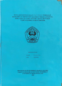 SKRIPSI PENGARUH PENGUASAN PAST TENSE TERHADAP KEMAPUAN MENYUSUN KALIMAT TIDAK LANGSUNG SISWA KELAS X SMA NEGERI 1 KOTA MUNGKID TAHUN PEMBELAJARAN 2005/2006