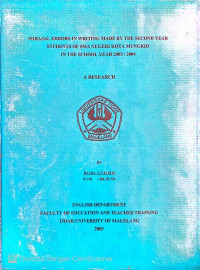 SKRIPSI PHRASAL ERRORS IN WRITING MADE BY THE SECOND YEAR STUDENTS OF SMA NEGERI KOTA MUNGKID IN THE SCHOOL YEAR 2003/2004