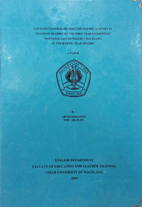 SKRIPSI THE EFFECTIVENESS OF DIRECTED INQUIRY ACTIVITY IN TEACHING READING TO THE FIRST YEAR STUDENTS OF MADRASAH ALIVAH NEGERI 1 MAGELANG IN THE SCHOOL YEAR 2004/2005