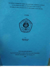 SKRIPSI THE EFFECTIVENESS OF DIRECTED LISTENING-THINGKING ACTIVITY IN TEACHING READING TO THE FIRST YEAR STUDENTS OF SMK ST. PIUS X MAGELANG IN THE SCHOOL YEAR 2005/2006