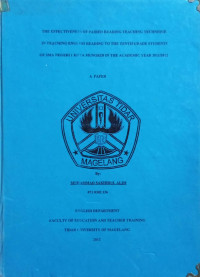 SKRIPSI THE EFFECTIVENESS OF PAIRED READING TEACHING TECHNIQUE IN TEACHING ENGLISH READING TO THE TENTH GRADE STUDENTS OF SMA NEGERI KOTA MUNGKID IN THE ACADEMIC YEAR 2011/2012