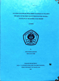 SKRIPSI THE EFFECTIVENESS OF SPEAK-WRITE TECHNIQUE IN TEACHING SPEAKING TO THE FIRST YEAR STUDENTS OF SMA NEGERI 2 MAGELANG IN THE SCHOOL YEAR 2006/2007