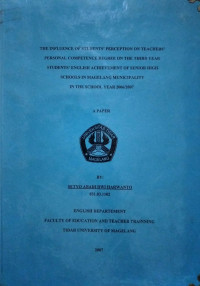 SKRIPSI THE INFLUENCE OF STUDENTS' PERCEPTION ON TEACHER' PERSONAL COMPETENCE DEGREE ON THE THIRD YEAR STUDENTS' ENGLISH ACHIEVEMENT OF SENIOR HIGH SCHOOLS IN MAGELANG MUNICIPALITY IN THE SCHOOL YEAR 2006/2007