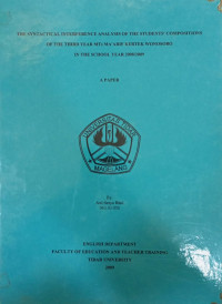 SKRIPSI THE SYNTACTICAL INTERFERENCE ANALYSIS OF THE STUDENTS COMPOSITIONS OF THE THIRD YEAR MTS MA'ARIF KERTEK WONOSOBO IN THE SCHOOL YEAR 2008/2009